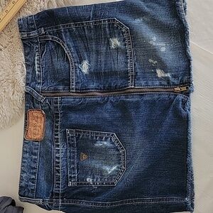 Vintage Guess Y2K Side Zip Denim Mini Skirt sz30 8  BinV
